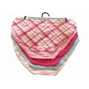 TOMMY HILFIGER 5 Pk Women's Underwear Logo Cotton Bikini Panties Size Medium